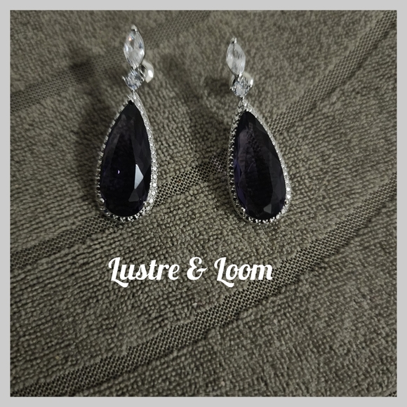 Purple Teardrop Earrings - Picture 5 of 6